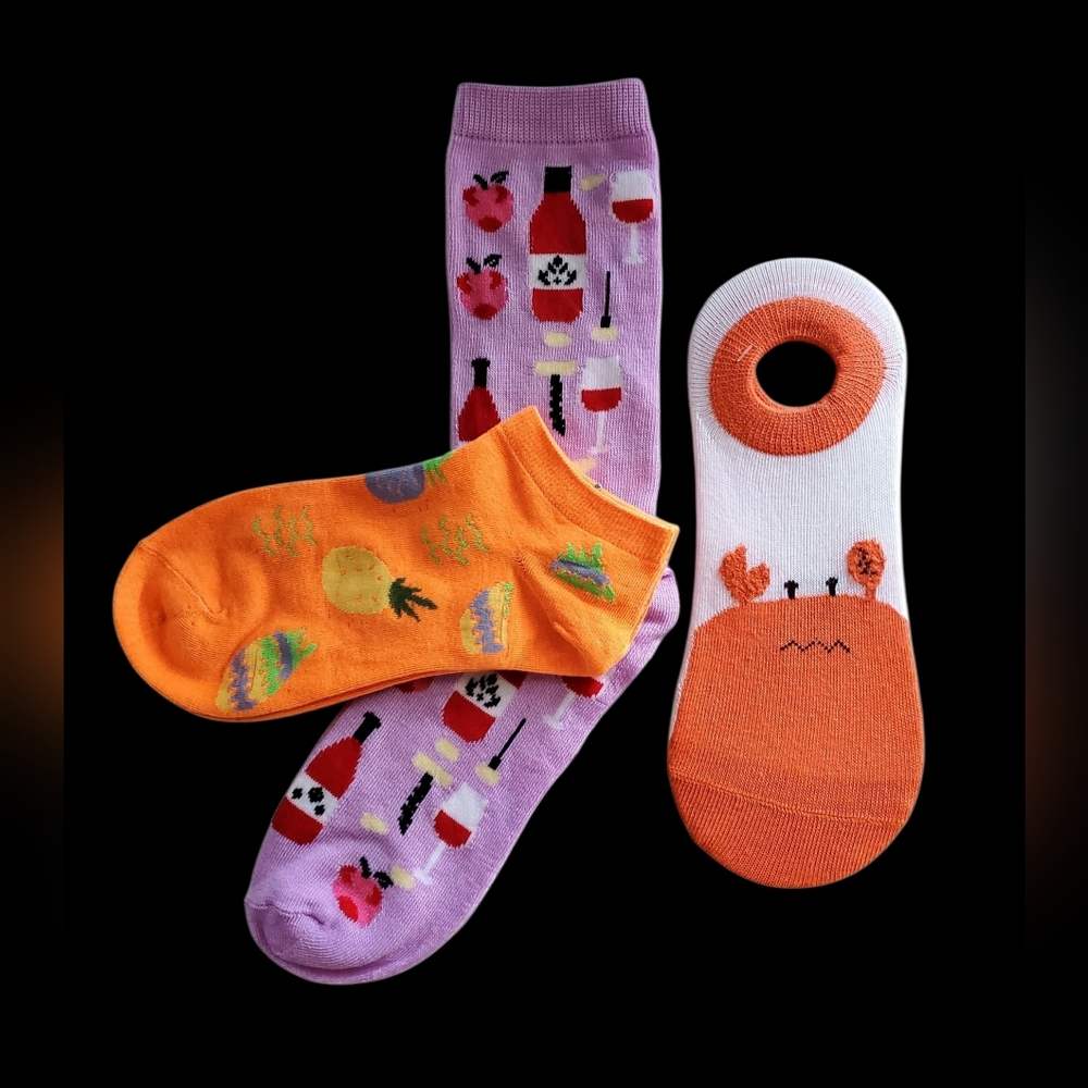 Ladies Colorful Fun Patterned Socks - Set of 3